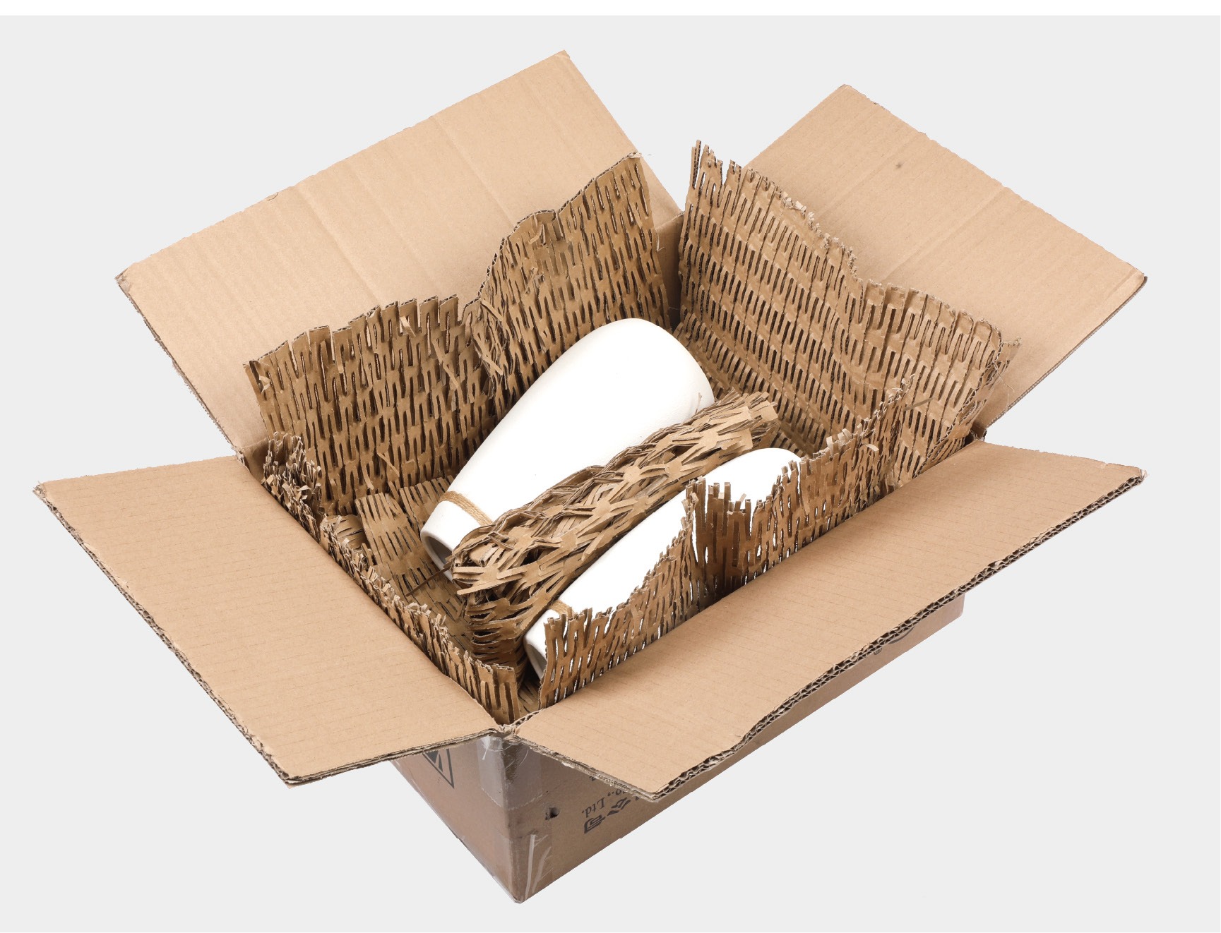 Hippo paper cushioning — carton packed with honeycomb cardboard void fill